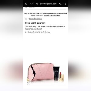 NEW Yves Saint Laurent YSL Pink Metallic Empty Makeup Bag